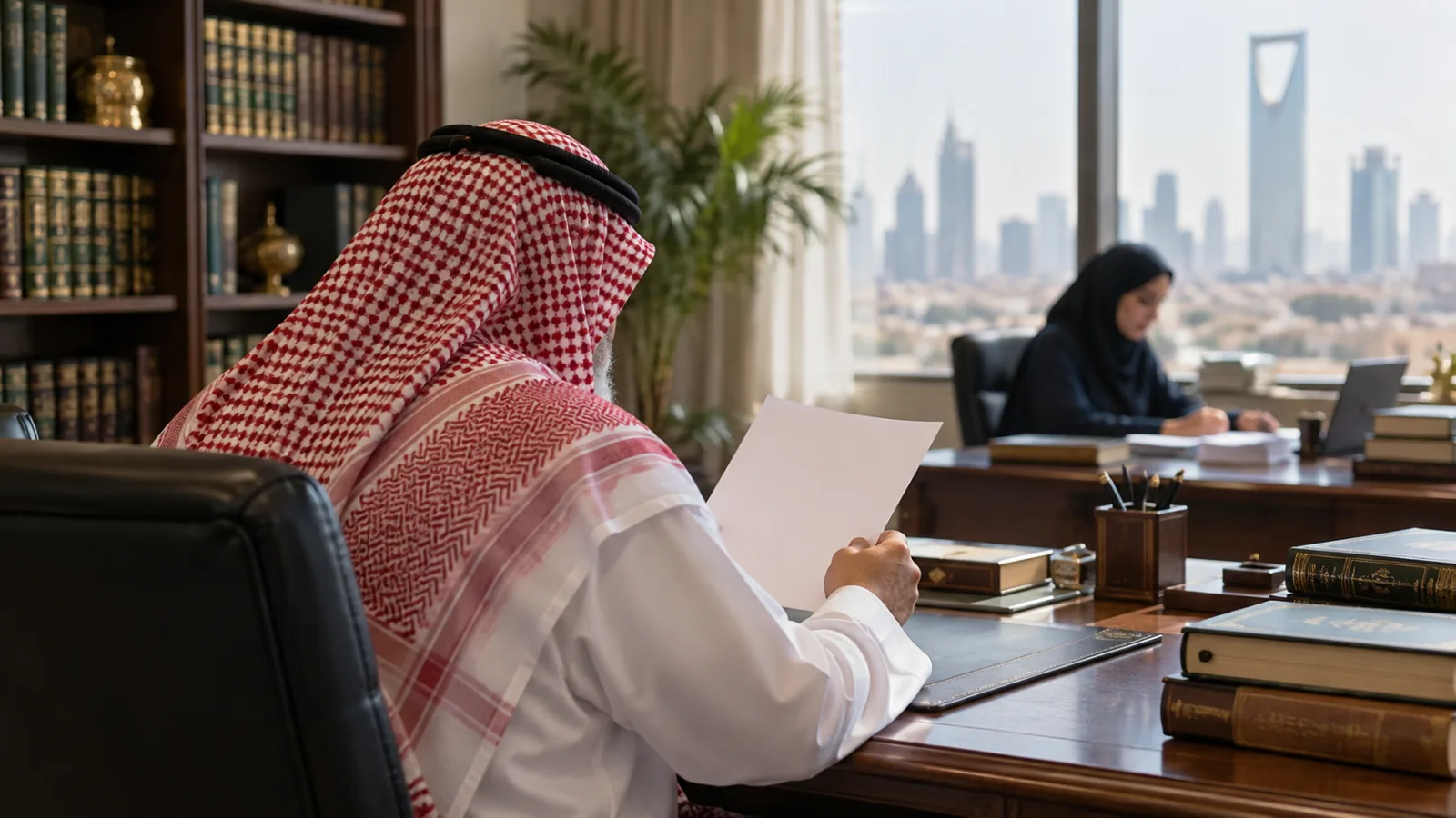 Ilustrasi janaan kecerdasan buatan tentang kenyataan mufti Arab Saudi; bukan foto peristiwa sebenar atau potret mufti.