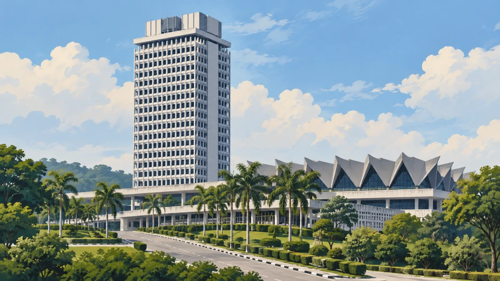 Ilustrasi AI: Gambaran bangunan Parlimen Malaysia.