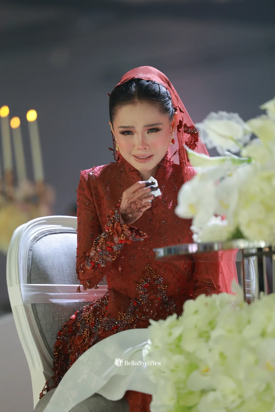 Bella Astillah pada majlis resepsi perkahwinannya bersama Syed Saddiq pada Ahad.