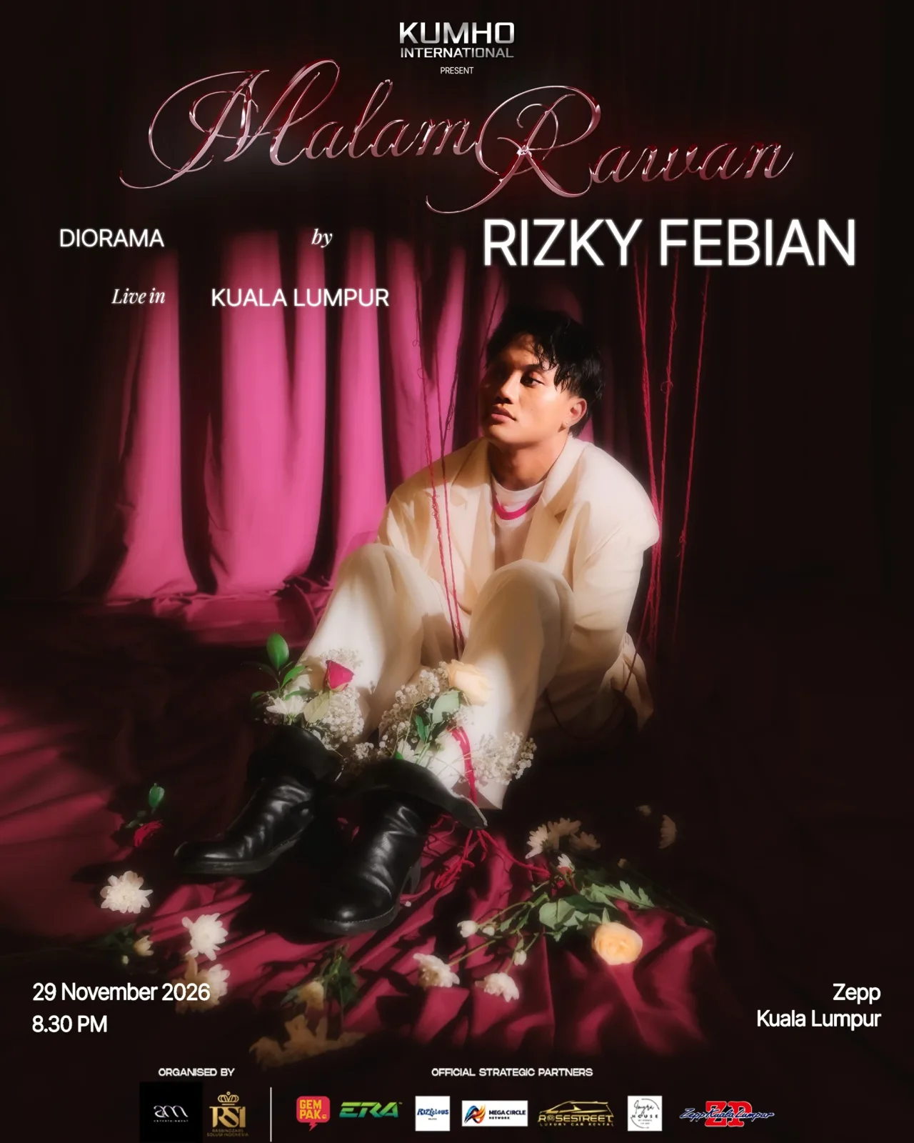 Poster Malam Rawan, Diorama by Rizky Febian: Live in Kuala Lumpur pada 29 November 2026 di Zepp KL.